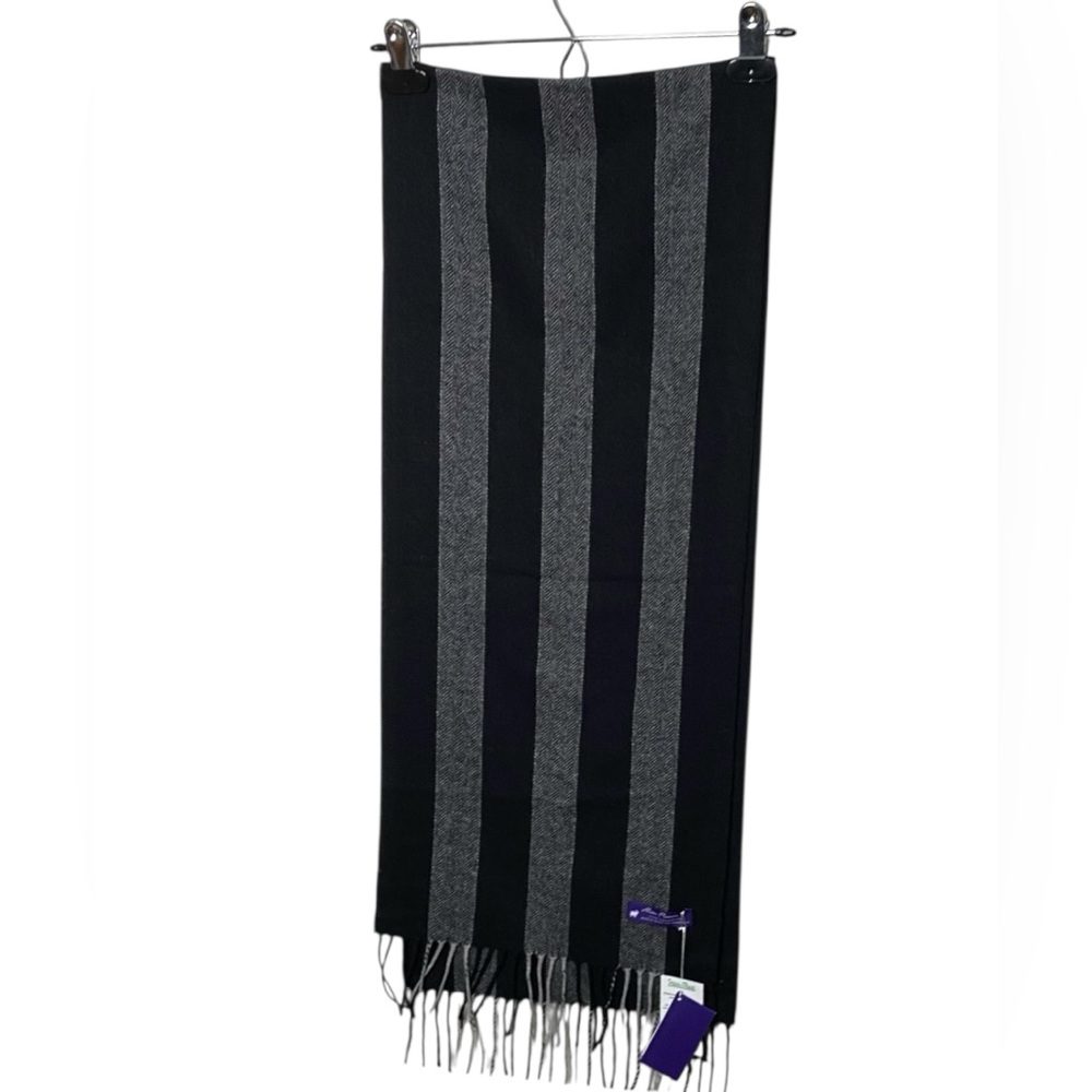 Alan Flusser Black and Gray Wool Blend Scarf